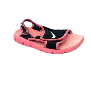 Nike Kids Pink and Black Adjustable Sport Sandals